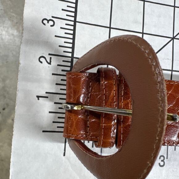 Cipriani Vintage Brown Italian Alligator Leather Horseshoe Buckle 1.5" Wide Belt - Picture 6 of 9